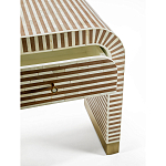 Тумбочка прикроватная с ящиком Tofino Stripes Bone Inlay Bedside Beige варинант исполнения - 3 | Loft Concept в Санкт-петербурге