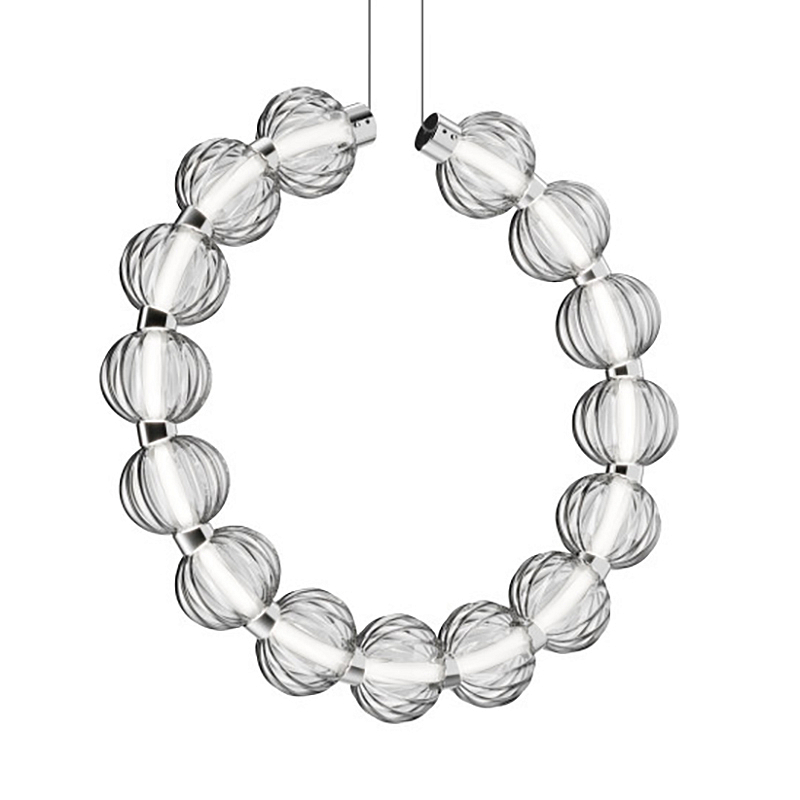 Светильник вертикальное кольцо со стеклянными шарами Balls Lamp Хром в Санкт-петербурге | Loft Concept 