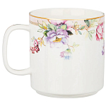 Кружка из фарфора белая с цветочным принтом 400 мл Flower Porcelain Collection варинант исполнения - 1 | Loft Concept в Санкт-петербурге