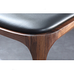 Стул деревянный с мягким сиденьем из черной натуральной кожи Moon Walnut Furniture варинант исполнения - 9 | Loft Concept в Санкт-петербурге