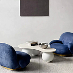 Дизайнерский журнальный стол с изогнутой столешницей на круглых ножках Rigilyr варинант исполнения - 3 | Loft Concept в Санкт-петербурге