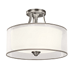 Потолочный светильник с двойным цилиндрическим плафоном из белого стекла и прозрачной органзы Kichler варинант исполнения - 7 | Loft Concept в Санкт-петербурге