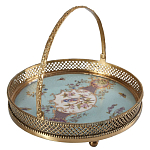 Блюдо круглое с ручкой и голубым фарфоровым дном с цветочным рисунком Blue Garden варинант исполнения - 1 | Loft Concept в Санкт-петербурге