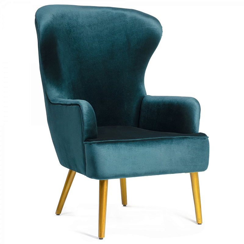 Кресло Wingback Dining Chair turquoise velor Бирюзовый в Санкт-петербурге | Loft Concept 