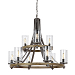 Люстра с цилиндрическим плафонами из толстого волнистого стекла в индустриальном стиле Feiss варинант исполнения - 1 | Loft Concept в Санкт-петербурге