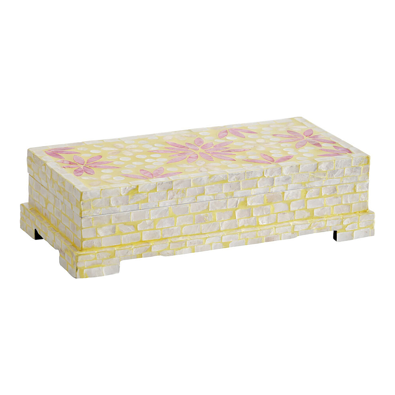 Шкатулка Oceane Bone Inlay Yellow Желтый Розовый Шкатулка Oceane Bone Inlay Yellow Желтый Розовый в Санкт-петербурге | Loft Concept