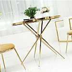 Обеденный стол с чёрной круглой столешницей на золотых ножках Rive Gauche Table варинант исполнения - 1 | Loft Concept в Санкт-петербурге