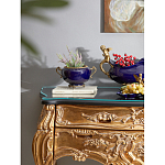 Чаша темно-синяя фарфоровая с бронзовыми ручками и ажурным ободком Eden Garden варинант исполнения - 4 | Loft Concept в Санкт-петербурге