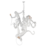 Люстра с тремя фигурами обезьян с лампочками в руках белого цвета Hanging Monkey варинант исполнения - 1 | Loft Concept в Санкт-петербурге
