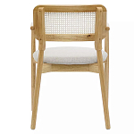 Стул обеденный с мягким сиденьем и спинкой из плетеного ротанга Wood and Textile Chair варинант исполнения - 4 | Loft Concept в Санкт-петербурге