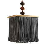 Люстра квадратная с бахромой и подвесом из деревянных бусин Psyche варинант исполнения - 2 | Loft Concept в Санкт-петербурге