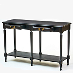 Консоль черная из массива березы с полкой и двумя ящиками Vintage варинант исполнения - 2 | Loft Concept в Санкт-петербурге