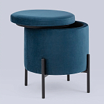 Синий пуф на черных ножках SANJAY варинант исполнения - 2 | Loft Concept в Санкт-петербурге