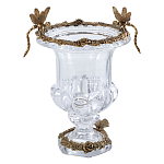 Ваза из прозрачного стекла на бронзовой подставке с ободком и ручками в виде стрекоз Eden Garden варинант исполнения - 1 | Loft Concept в Санкт-петербурге