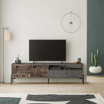 ТВ-тумба с раздвижными дверцами Mallin Metal TV Stand варинант исполнения - 4 | Loft Concept в Санкт-петербурге