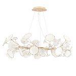 Люстра круглая с белыми лепестками из керамики и прозрачными хрустальными цветками Диаметр 82 см Wintery flovers варинант исполнения - 2 | Loft Concept в Санкт-петербурге