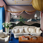 Обои ручная роспись Tsuro Cranes Original colourway on Tarnished Silver gilded paper варинант исполнения - 1 | Loft Concept в Санкт-петербурге