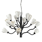 Люстра подвесная черного цвета с ветвями и белыми фарфоровыми цветами Floralis варинант исполнения - 1 | Loft Concept в Санкт-петербурге