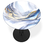Стол журнальный с круглой бело-голубой столешницей из стекла White and Blue Marble варинант исполнения - 2 | Loft Concept в Санкт-петербурге