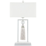 Настольная лампа с прямоугольным тканевым абажуром на белом мраморном основании Silver Threads варинант исполнения - 3 | Loft Concept в Санкт-петербурге