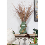 Ваза зеленого цвета из фарфора с бронзовыми ручками в виде драконов и рельефным цветочным декором Eden Garden porcelain and bronze варинант исполнения - 7 | Loft Concept в Санкт-петербурге