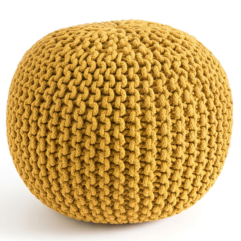 Круглый вязаный пуф Yellow Knitted Ball Pouf Желтый в Санкт-петербурге | Loft Concept 