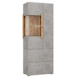 Шкаф-витрина двухдверная с фасадом цвета серый бетон Grace of Furniture варинант исполнения - 2 | Loft Concept в Санкт-петербурге