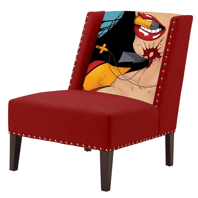 FUN Armchair "Super woman" Red Дизайнерское кресло с цветным принтом Бургундский красный в Санкт-петербурге | Loft Concept 