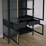 Витрина Primo со стеклянными фасадами и 2 ящиками Черный дуб варинант исполнения - 8 | Loft Concept в Санкт-петербурге