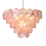 Люстра с каскадом из круглых розовых стеклянных дисков Pink Light Waterfall варинант исполнения - 5 | Loft Concept в Санкт-петербурге