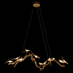 Люстра подвесная линейная с прозрачными стеклянными птичками на ветвях Serip Voa варинант исполнения - 3 | Loft Concept в Санкт-петербурге