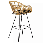 Стул барный с ротанговым плетением Half Bar Chair with Wicker с подлокотниками варинант исполнения - 4 | Loft Concept в Санкт-петербурге