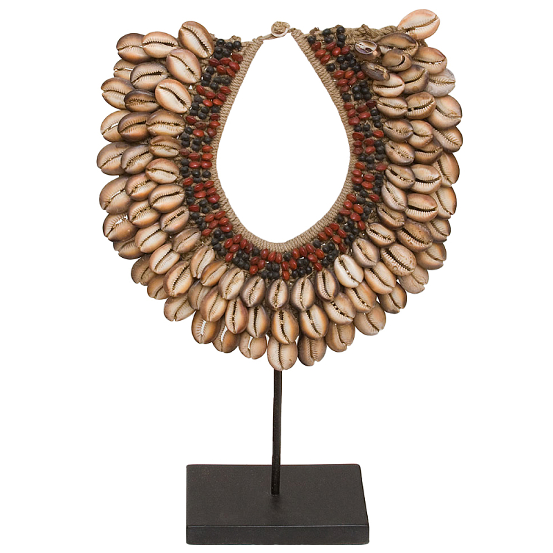 Этническое ожерелье из ракушек на подставке Ethnic Necklace Brown Shells Коричневый Красный Черный в Санкт-петербурге | Loft Concept 