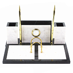 Настольный письменный набор из белого мрамора с часами Marble Accessory варинант исполнения - 1 | Loft Concept в Санкт-петербурге