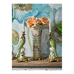 Ваза высокая из фарфора на бронзовом основании Turquoise Blooming Garden варинант исполнения - 10 | Loft Concept в Санкт-петербурге