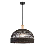 Подвесной светильник с округлым абажуром из черного ротанга Wicker Furniture варинант исполнения - 1 | Loft Concept в Санкт-петербурге