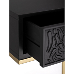 Приставной столик с резным узором на выдвижном ящике Black Table Carved Pattern варинант исполнения - 3 | Loft Concept в Санкт-петербурге