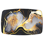 Обеденный стол с прямоугольной черно-золотой столешницей из стекла на 4-х металлических ножках Gold and Black Marble варинант исполнения - 2 | Loft Concept в Санкт-петербурге