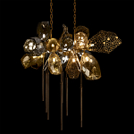 Люстра подвесная с 18-ю стеклянными плафонами с вертикальными подвесками Gilded Mirage  варинант исполнения - 4 | Loft Concept в Санкт-петербурге