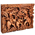 Панно из дерева пять слонов Panel With Animals варинант исполнения - 2 | Loft Concept в Санкт-петербурге