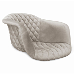 Барный стул со спинкой и мягкой обивкой с ромбами на 4-х деревянных ножках Бежевый Велюр Ava Charm варинант исполнения - 2 | Loft Concept в Санкт-петербурге