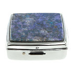 Таблетница карманная квадратная c 2-мя отделениями с зеркалом и накладкой из натурального камня Лазурит Silver Stone Pillboxes варинант исполнения - 3 | Loft Concept в Санкт-петербурге