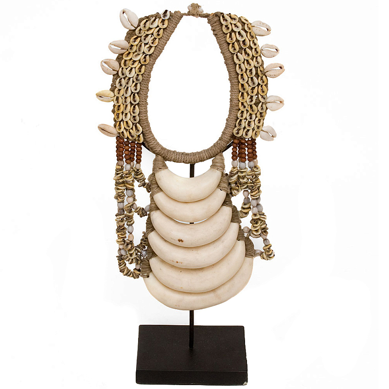 Этническое ожерелье из ракушек Beige Shells Necklace Бежевый Коричневый Черный в Санкт-петербурге | Loft Concept 