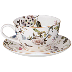 Чайный сервиз из фарфора белый с рисунком цветов на 6 персон 14 предметов Garden Whisper Porcelain Set  варинант исполнения - 1 | Loft Concept в Санкт-петербурге