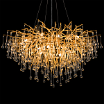 Люстра подвесная с прозрачными стеклянными подвесками в форме капель Диаметр 100 см Droplet Chandelier варинант исполнения - 8 | Loft Concept в Санкт-петербурге