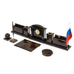 Настольный письменный набор с часами из природного камня обсидиана  Gift for Manager варинант исполнения - 2 | Loft Concept в Санкт-петербурге