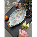 Блюдо овальное из голубого фарфора с ручками в виде бабочек и цветочным рисунком Blue Garden варинант исполнения - 3 | Loft Concept в Санкт-петербурге