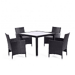 Обеденный комплект из искуственного ротанга Vintara черный варинант исполнения - 1 | Loft Concept в Санкт-петербурге