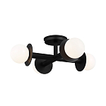 Потолочный светильник с тремя белыми матовыми стеклянными плафонами в форме шаров на черном основании Generation Lighting варинант исполнения - 2 | Loft Concept в Санкт-петербурге