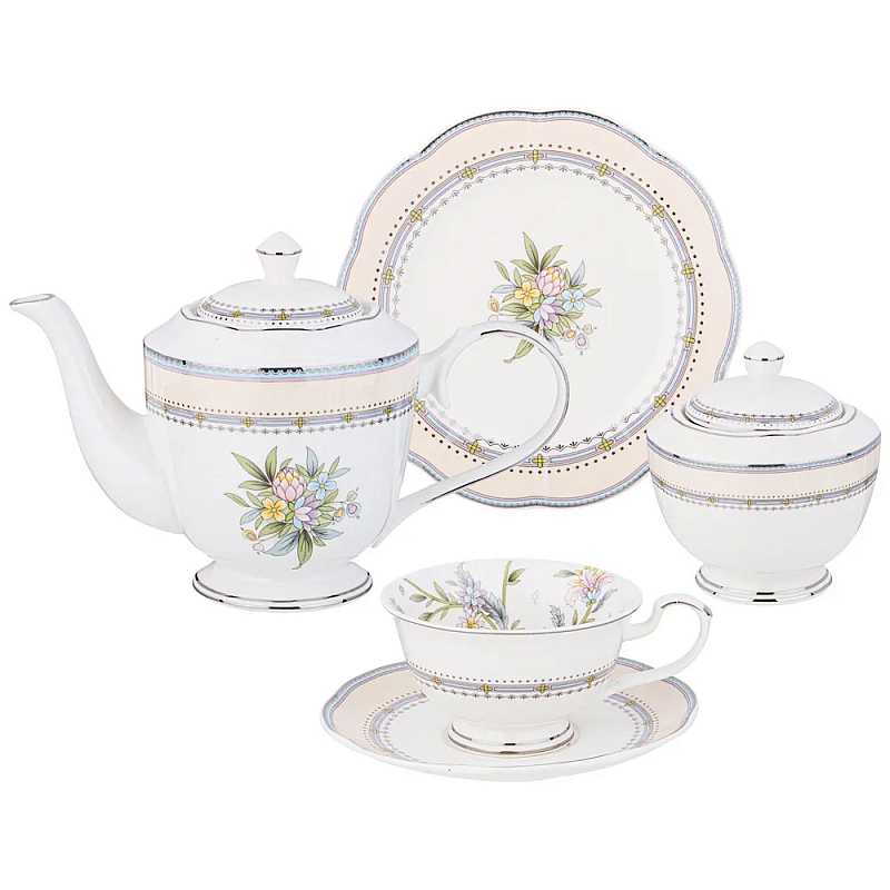 Чайный сервиз из фарфора на 6 персон 20 предметов Tea Flower Set Мульти в Санкт-петербурге | Loft Concept 